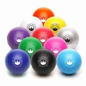 Multi coloured custom printed stress ball for promotional use